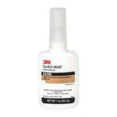 3M - 1 oz Bottle Clear Instant Adhesive - Series CA100, 20 to 70 sec Fixture Time, 24 hr Full Cure Time, Bonds to Cardboard, Cork Board, Fabric, Fiberglass, Foam, Metal, Plastic, Rubber & Vinyl - Americas Industrial Supply