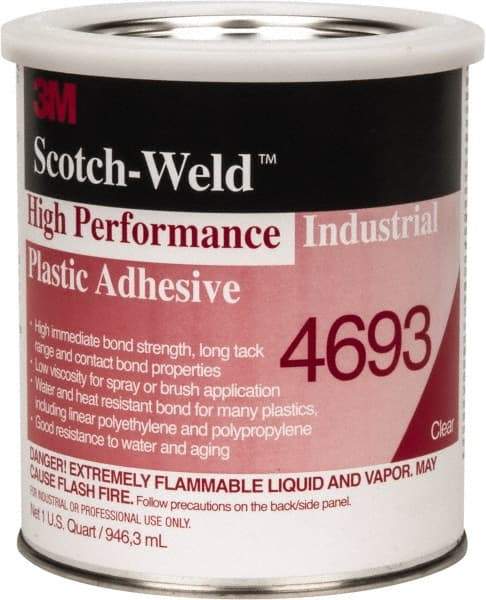 3M - 32 Fluid Ounce Container, Amber, Can Acetone Construction Adhesive - Series 4693 - Americas Industrial Supply