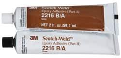 3M - 2 oz Tube Two Part Epoxy - 90 min Working Time, 3,200 psi Shear Strength, Series 2216 - Americas Industrial Supply