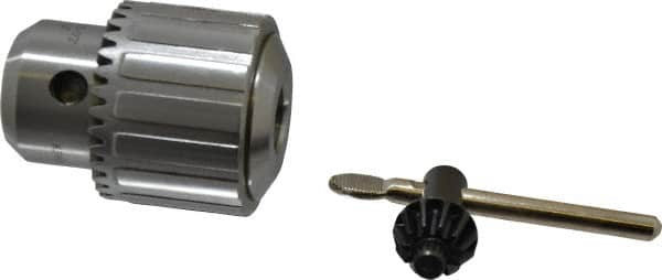 Accupro - JT6, 1/32 to 1/2" Capacity, Tapered Mount Drill Chuck - Keyed, 2.087" Sleeve Diam, 2.717" Open Length - Exact Industrial Supply