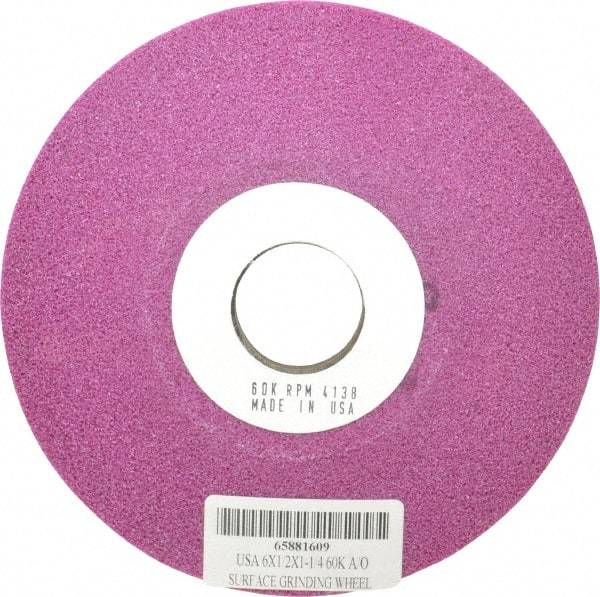 Grier Abrasives - 6" Diam, 1-1/4" Hole Size, 1/2" Overall Thickness, 60 Grit, Type 12 Tool & Cutter Grinding Wheel - Medium Grade, Aluminum Oxide, K Hardness, Vitrified Bond, 4,138 RPM - Americas Industrial Supply