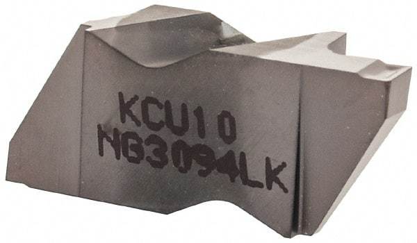 Kennametal - 3094NG K Grade KCU10, 2.39mm Cutting Width Carbide Grooving Insert - 3.81mm Max Depth of Cut, Left Hand, 0.19mm Corner Radius, AlTiN Finish - Americas Industrial Supply