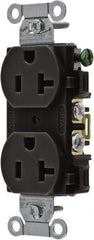 Hubbell Wiring Device-Kellems - 125 Volt, 20 Amp, 5-20R NEMA Configuration, Black, Specification Grade, Self Grounding Duplex Receptacle - 1 Phase, 2 Poles, 3 Wire, Flush Mount - Americas Industrial Supply