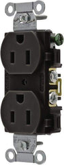 Hubbell Wiring Device-Kellems - 125 Volt, 15 Amp, 5-15R NEMA Configuration, Black, Specification Grade, Self Grounding Duplex Receptacle - 1 Phase, 2 Poles, 3 Wire, Flush Mount - Americas Industrial Supply