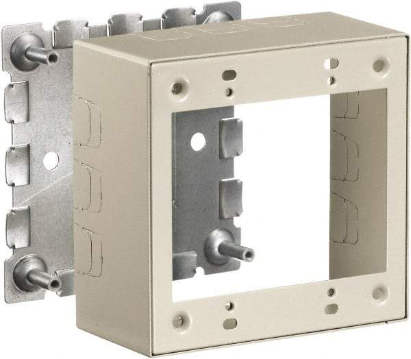 Hubbell Wiring Device-Kellems - 4.64 Inch Long x 2-1/4 Inch Wide x 4.54 Inch High, Rectangular 2 Gang Raceway Box - Ivory, For Use with HBL500 Series Raceways and HBL750 Series Raceways - Americas Industrial Supply