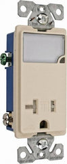 Cooper Wiring Devices - 2 Pole, 125 VAC, 20 Amp, 1 Outlet, Flush Mounted, Self Grounding, Tamper Resistant Combination Outlet with Night Light - 5-20R Configuration, Back Side Wiring, Thermoplastic Material, cULus Listed Standard - Americas Industrial Supply