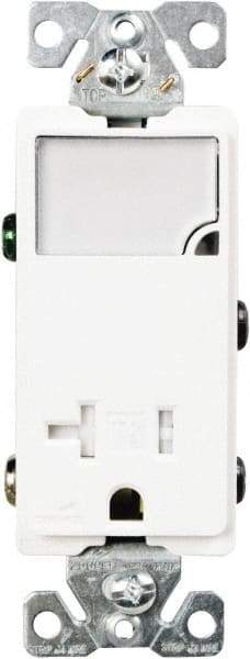 Cooper Wiring Devices - 2 Pole, 125 VAC, 20 Amp, 1 Outlet, Flush Mounted, Self Grounding, Tamper Resistant Combination Outlet with Night Light - 5-20R Configuration, Back Side Wiring, Thermoplastic Material, cULus Listed Standard - Americas Industrial Supply