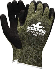 MCR Safety - Size S, ANSI Cut Lvl A4, Abrasion Lvl 3, Cut Resistant Gloves - Palm Coated, Green/Black - Americas Industrial Supply