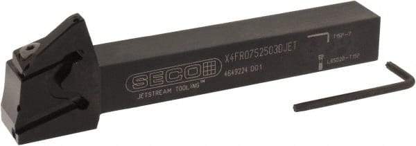 Seco - X4 Jet, External, Right Hand, 0.256" Max Depth of Cut, 0.031 to 0.118" Groove Width, Indexable Grooving Tool Holder - X4GK25..R Insert Compatibility, 3/4" Shank Height, 3/4" Shank Width, 6" OAL, Through Coolant - Americas Industrial Supply
