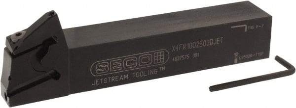 Seco - X4 Jet, External, Right Hand, 0.256" Max Depth of Cut, 0.031 to 0.118" Groove Width, Indexable Grooving Tool Holder - X4GK25..R Insert Compatibility, 1" Shank Height, 1" Shank Width, 6" OAL, Through Coolant - Americas Industrial Supply