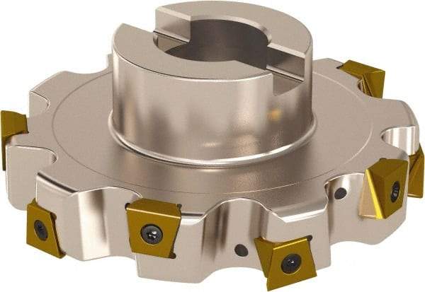Seco - Shell Mount Connection, 63/64" Cutting Width, 2.3425" Depth of Cut, 250mm Cutter Diam, 2.3622" Hole Diam, 9 Tooth Indexable Slotting Cutter - R335.25 Toolholder, L/XNHQ 1407 Insert, Right Hand Cutting Direction - Americas Industrial Supply