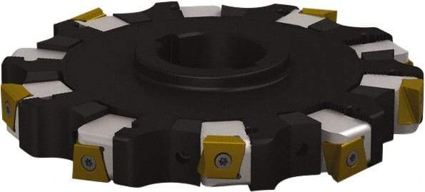 Seco - Arbor Hole Connection, 1.0236" Cutting Width, 2.4921" Depth of Cut, 200mm Cutter Diam, 1.9685" Hole Diam, 6 Tooth Indexable Slotting Cutter - 335.25 Toolholder, L/XNHQ 1407 Insert - Americas Industrial Supply