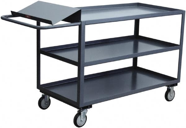 Jamco - 1,200 Lb Capacity, 24" Wide x 36" Long x 35" High Order Picking Cart - 3 Shelf, Steel, 2 Rigid/2 Swivel Casters - Americas Industrial Supply