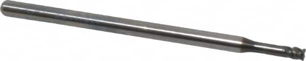 OSG - 3/32", 4 Flute, Single End, Solid Carbide, 0.01" Corner Radius End Mill - 2-1/4" OAL, 45° Helix, Right Hand Flute, 3/32" LOC, Right Hand Cut, 3/8" Extended Reach - Americas Industrial Supply