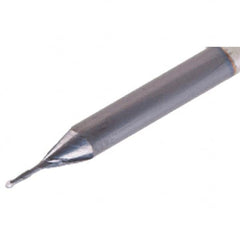 Iscar - 0.4mm Diam, 0.8mm LOC, 2 Flute Solid Carbide Ball End Mill - TiAlN Finish, Single End, 38mm OAL, 3mm Shank Diam, Spiral Flute - Americas Industrial Supply