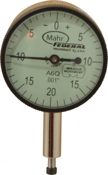 Mahr - 0.1" Range, 0-20-0 Dial Reading, 0.001" Graduation Dial Drop Indicator - 1-1/4" Dial, 0.04" Range per Revolution, 0.001" Accuracy, Revolution Counter - Americas Industrial Supply