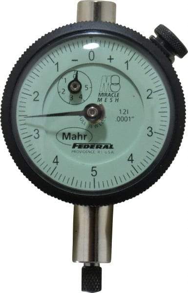 Mahr - 0.025" Range, 0-10-0 Dial Reading, 0.0001" Graduation Dial Drop Indicator - 1-3/4" Dial, 0.01" Range per Revolution, 0.0001" Accuracy, Revolution Counter - Americas Industrial Supply