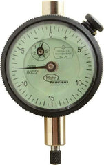 Mahr - 0.075" Range, 0-15-0 Dial Reading, 0.0005" Graduation Dial Drop Indicator - 1-3/4" Dial, 0.03" Range per Revolution, 0.0005" Accuracy, Revolution Counter - Americas Industrial Supply