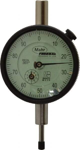 Mahr - 1/2" Range, 0-100 Dial Reading, 0.001" Graduation Dial Drop Indicator - 2-1/4" Dial, 0.1" Range per Revolution, 0.001" Accuracy, Revolution Counter - Americas Industrial Supply