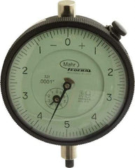 Mahr - 0.025" Range, 0-5-0 Dial Reading, 0.0001" Graduation Dial Drop Indicator - 2-3/4" Dial, 0.01" Range per Revolution, 0.0001" Accuracy, Revolution Counter - Americas Industrial Supply