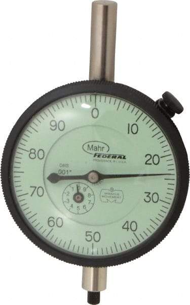 Mahr - 1" Range, 0-100 Dial Reading, 0.001" Graduation Dial Drop Indicator - 2-3/4" Dial, 0.1" Range per Revolution, 0.001" Accuracy, Revolution Counter - Americas Industrial Supply