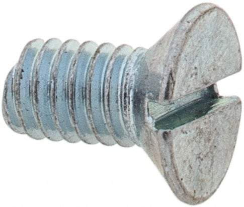 Value Collection - M2.5x0.45, 5mm OAL Slotted Drive Machine Screw - Flat Head, Grade 4.8 Steel, Zinc-Plated Finish, Without Washer - Americas Industrial Supply
