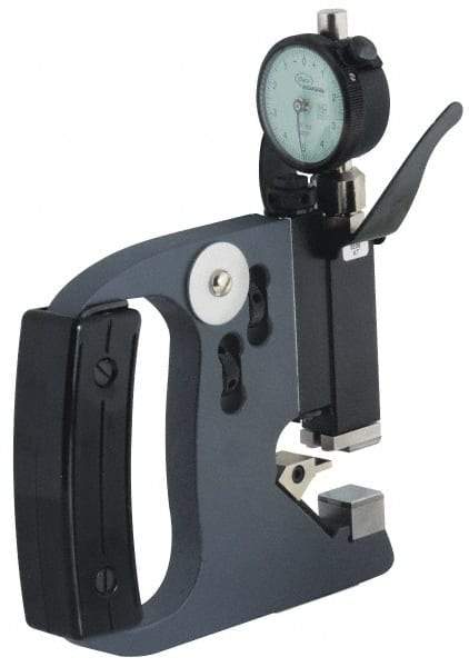 Mahr - 3 to 4 Inch, Forged Steel Frame, Snap Gage - 0.61 Inch Reference Anvil Diameter, 0.0001 Inch Graduation, Tungsten Carbide Anvil, Dial Display - Americas Industrial Supply