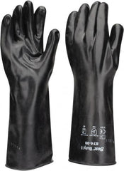 SHOWA - Size L (9), 14" Long, 14 mil Thick, Butyl Chemical Resistant Gloves - Smooth Finish, Rolled Cuff, ANSI Abrasion Level 0, ANSI Cut Level 0, ANSI Puncture Level 0, Black - Americas Industrial Supply