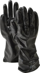 SHOWA - Size XL (10), 14" Long, 14 mil Thick, Butyl Chemical Resistant Gloves - Smooth Finish, Rolled Cuff, ANSI Abrasion Level 0, ANSI Cut Level 0, ANSI Puncture Level 0, Black - Americas Industrial Supply