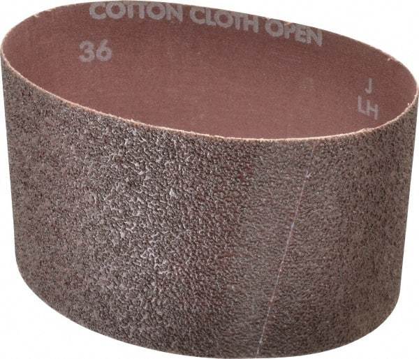 Norton - 3-1/2" Wide x 15-1/2" OAL, 36 Grit, Aluminum Oxide Abrasive Belt - Aluminum Oxide, Very Coarse, Coated, X Weighted Cloth Backing, Series R228 - Americas Industrial Supply