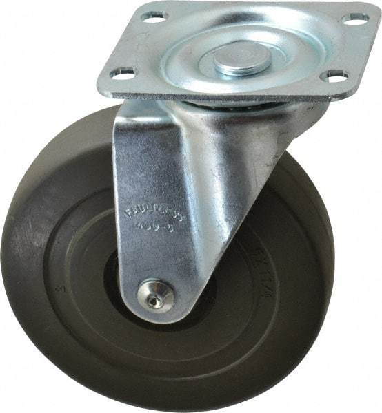 Albion - 5" Diam x 1-1/4" Wide x 6-15/32" OAH Top Plate Mount Swivel Caster - Hard Rubber, 290 Lb Capacity, Self-Lubricating Bearing, 2-7/8 x 3-5/8" Plate - Americas Industrial Supply