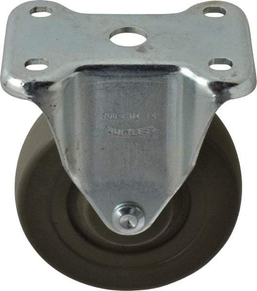 Albion - 4" Diam x 1-1/4" Wide x 5-13/32" OAH Top Plate Mount Rigid Caster - Hard Rubber, 275 Lb Capacity, Self-Lubricating Bearing, 2-7/8 x 3-5/8" Plate - Americas Industrial Supply