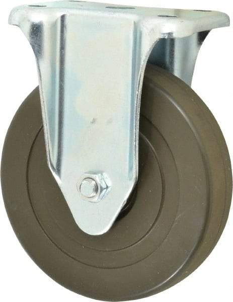Albion - 5" Diam x 1-1/4" Wide x 6-15/32" OAH Top Plate Mount Rigid Caster - Hard Rubber, 290 Lb Capacity, Self-Lubricating Bearing, 2-7/8 x 3-5/8" Plate - Americas Industrial Supply