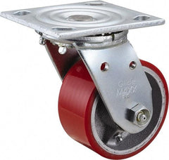 Value Collection - 4" Diam x 2" Wide x 5-5/8" OAH Top Plate Mount Swivel Caster - Polyurethane, 700 Lb Capacity, Roller Bearing, 4 x 4-1/2" Plate - Americas Industrial Supply