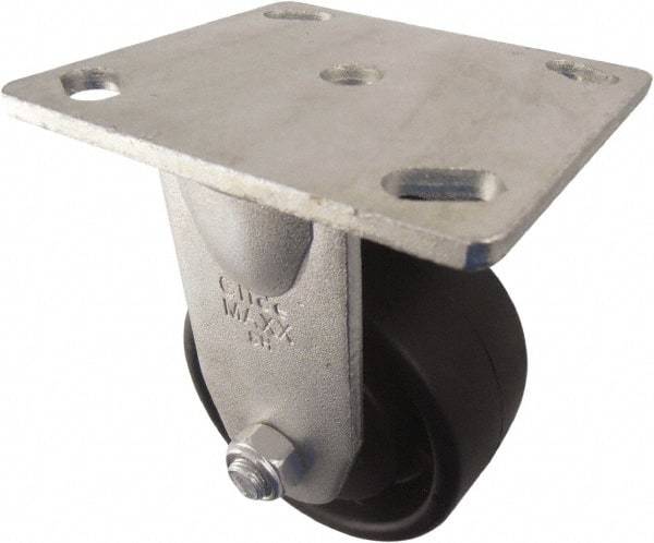 Value Collection - 4" Diam x 2" Wide x 5-5/8" OAH Top Plate Mount Rigid Caster - Polyolefin, 450 Lb Capacity, Roller Bearing, 3-7/8 x 4-1/2" Plate - Americas Industrial Supply