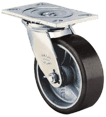 Albion - 10" Diam x 2-1/2" Wide x 11-1/2" OAH Top Plate Mount Swivel Caster - Phenolic, 1,500 Lb Capacity, Roller Bearing, 4-1/2 x 6-5/16" Plate - Americas Industrial Supply