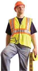 OccuNomix - Size 4XL High Visibility Yellow Mesh General Purpose Vest - 56 to 58" Chest, ANSI 107-2015, Hook & Loop Closure, 2 Pockets, Polyester - Americas Industrial Supply