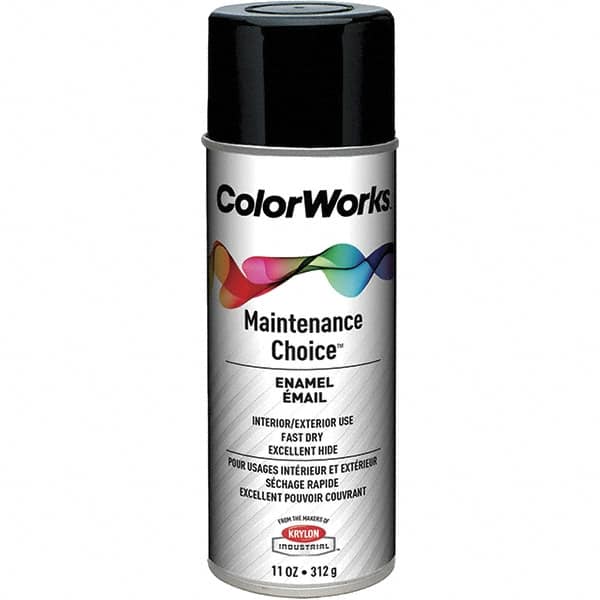 Krylon - Black, Gloss, Enamel Spray Paint - 15 to 18 Sq Ft per Can, 16 oz Container, Use on General Industrial Maintenance & Touch-up Work - Americas Industrial Supply