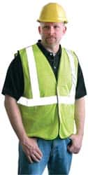 OccuNomix - Size L High Visibility Yellow Mesh General Purpose Vest - 40 to 42" Chest, ANSI 107-2015, Zipper Closure, Polyester - Americas Industrial Supply