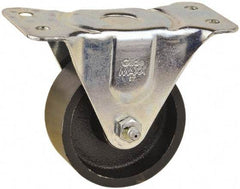 Value Collection - 3" Diam x 1-1/4" Wide x 3-11/16" OAH Top Plate Mount Rigid Caster - Cast Iron, 275 Lb Capacity, Self-Lubricating Bearing, 2-1/2 x 5" Plate - Americas Industrial Supply
