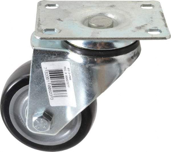 Fairbanks - 3" Diam x 1-1/4" Wide x 4-3/4" OAH Top Plate Mount Swivel Caster - Polyurethane, 150 Lb Capacity, Ball Bearing, 2-7/8 x 3-5/8" Plate - Americas Industrial Supply