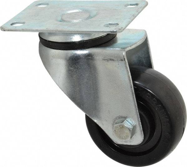 Fairbanks - 3" Diam x 1-1/4" Wide x 4-3/8" OAH Top Plate Mount Swivel Caster - Hard Rubber, 250 Lb Capacity, Self-Lubricating Bearing, 2-7/8 x 3-5/8" Plate - Americas Industrial Supply