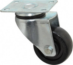 Fairbanks - 3" Diam x 1-1/4" Wide x 4-3/8" OAH Top Plate Mount Swivel Caster - Hard Rubber, 250 Lb Capacity, Self-Lubricating Bearing, 2-7/8 x 3-5/8" Plate - Americas Industrial Supply