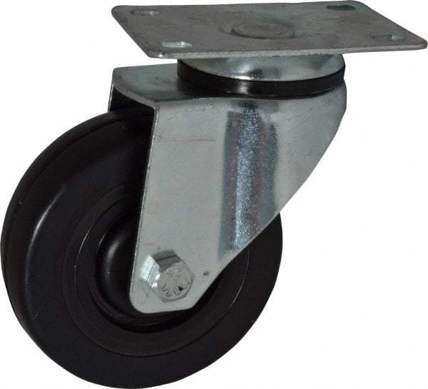 Fairbanks - 4" Diam x 1-1/4" Wide x 5-13/32" OAH Top Plate Mount Swivel Caster - Hard Rubber, 275 Lb Capacity, Self-Lubricating Bearing, 2-7/8 x 3-5/8" Plate - Americas Industrial Supply