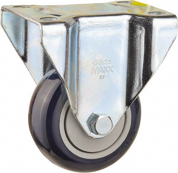 Value Collection - 3" Diam x 1-1/4" Wide x 4-3/8" OAH Top Plate Mount Rigid Caster - Polyurethane, 300 Lb Capacity, Ball Bearing, 2-7/8 x 3-5/8" Plate - Americas Industrial Supply