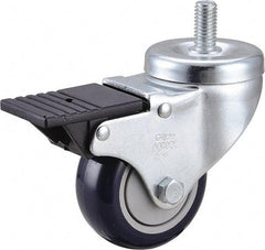 Value Collection - 3" Diam x 1-1/4" Wide x 4-3/8" OAH Stem Mount Swivel Caster with Brake - Polyurethane, 300 Lb Capacity, Ball Bearing, 1/2-13 x 1" Threaded Stem - Americas Industrial Supply