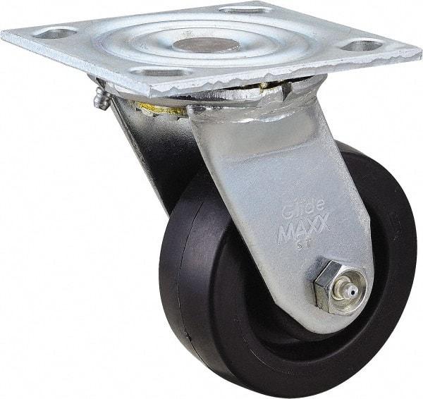 Value Collection - 4" Diam x 1-1/2" Wide x 5-5/8" OAH Top Plate Mount Swivel Caster - Polyolefin, 420 Lb Capacity, Delrin Bearing, 4 x 4-1/2" Plate - Americas Industrial Supply