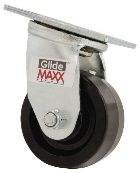 Value Collection - 4" Diam x 2" Wide x 5-5/8" OAH Top Plate Mount Swivel Caster - Phenolic, 800 Lb Capacity, Roller Bearing, 4 x 4-1/2" Plate - Americas Industrial Supply