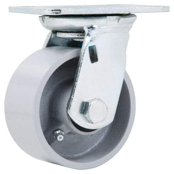 Fairbanks - 4" Diam x 2" Wide x 5-3/8" OAH Top Plate Mount Swivel Caster - Semi-Steel, 700 Lb Capacity, Roller Bearing, 4 x 4-1/2" Plate - Americas Industrial Supply