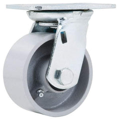 Fairbanks - 4" Diam x 2" Wide x 5-3/8" OAH Top Plate Mount Swivel Caster - Semi-Steel, 700 Lb Capacity, Roller Bearing, 4 x 4-1/2" Plate - Americas Industrial Supply